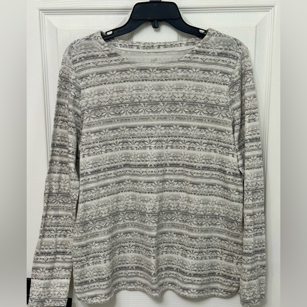 J. Jill Women Tunic Perfect Pima Crew Neck Long-Sleeve Cotton Tee Shirt Size M - Picture 3 of 9